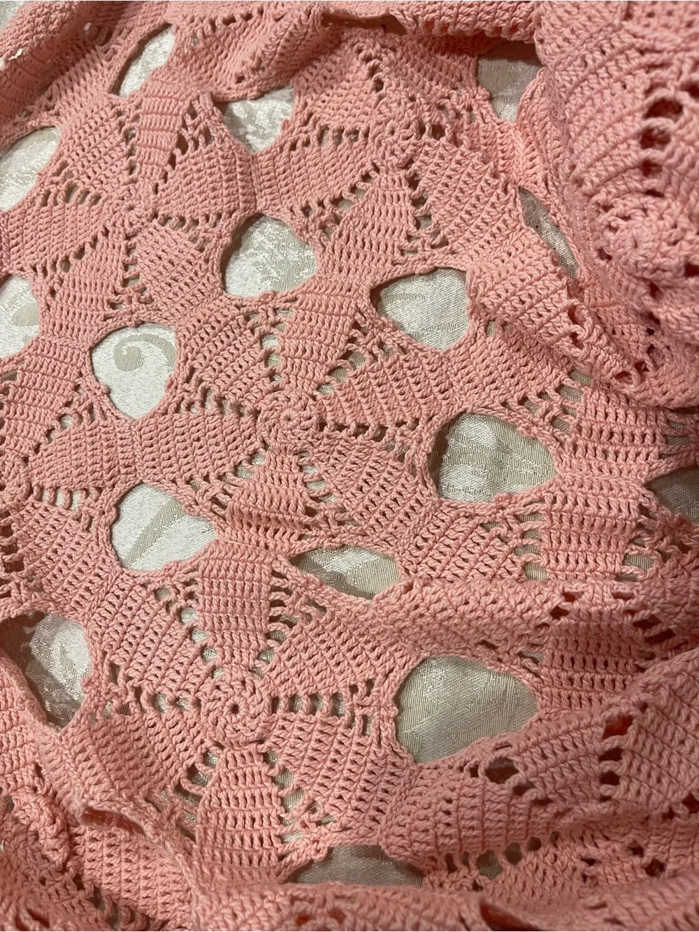 Handmade Crochet Throw Blanket in Dusty Pink